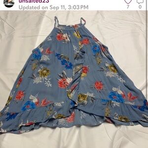 Floral Blue Sleeveless Dress